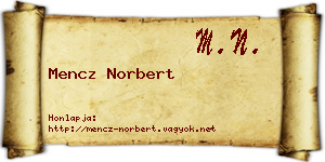 Mencz Norbert névjegykártya